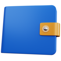 3d rendering blue wallet empty isolated png