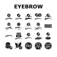 Eyebrow Tattoo Beauty Procedure Icons Set Vector