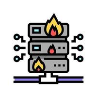 server fire security system color icon vector illustration