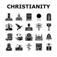 cristianismo religión iglesia iconos conjunto vector