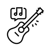 jugando en la ilustración de vector de icono de línea de guitarra