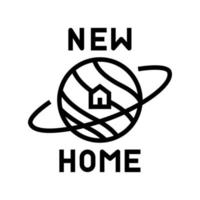 new home in space line icon vector illustration