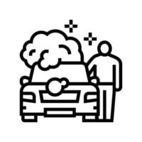 ilustración de vector de icono de línea de lavado de coches de cliente