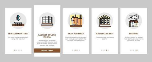 Timber Frame House Onboarding Icons Set Vector