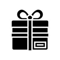 gift box with ribbon bow glyph icon vector illustration