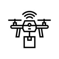 Ilustración de vector de icono de línea de entrega de drones