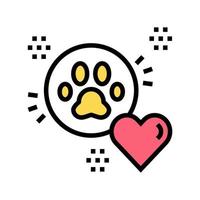 mascota pata amor corazón color icono vector ilustración