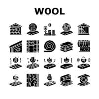 conjunto de iconos de colección de material de lana mineral vector