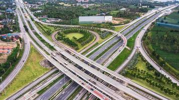 over Road city highway - Bird eye viwe - drone -Top view photo