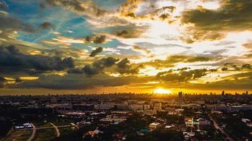 Evening cloudscape in city, Colorful sunset photo