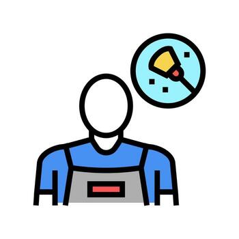 ilustración de vector de icono de color de trabajador de servicio de limpieza