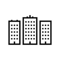 ilustración de vector de icono de línea de edificios altos de la ciudad