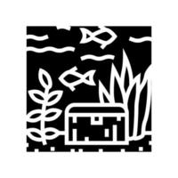 sunken underwater chest glyph icon vector illustration