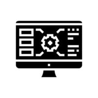 gear characteristics on computer screen glyph icon vector illustration