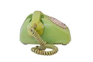 Green retro telephone isolated photo