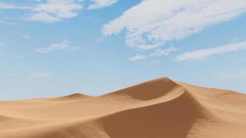 hermoso paisaje de montañas de dunas desérticas con cielo de nubes brillantes. fondo de naturaleza mínima. naranja azul