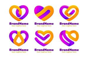 Gradient Heart Logo Set vector