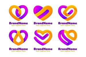 Gradient Heart Logo Set vector