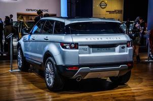 MOSCOW, RUSSIA - AUG 2012 LAND ROVER RANGE ROVER EVOQUE presented as world premiere at the 16th MIAS Moscow International Automobile Salon on August 30, 2012 in Moscow, Russia photo