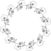 guirlande de fleurs tirage à la main élégant png