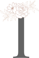 alfabeto com arte de linha de flores png