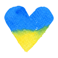 bandera de ucrania en forma de corazón acuarela png