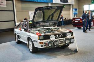 FRIEDRICHSHAFEN - MAY 2019 white AUDI QUATTRO A1 TYPE 81 85 1980 sedan at Motorworld Classics Bodensee on May 11, 2019 in Friedrichshafen, Germany photo