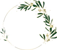 Flower wreath elegant with gold png