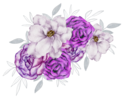 aquarela de buquê de flores violeta png