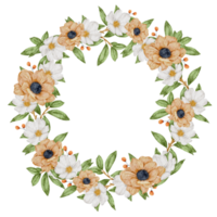 coroa de flores e aquarela de moldura png