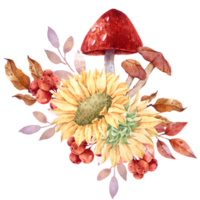 Autumn watercolor composition, Autumn flower bouquet, Thanksgiving day png