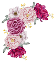 aquarelle de bouquet de fleurs roses png