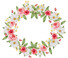 Flower wreath and frame watercolor png