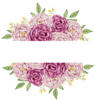 aquarelle de couronne de fleurs avec cadre doré png