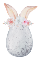 oeufs de pâques avec oreille de lapin aquarelle png
