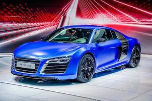 MOSCOW, RUSSIA - AUG 2012 AUDI R8 V10 PLUS presented as world premiere at the 16th MIAS Moscow International Automobile Salon on August 30, 2012 in Moscow, Russia photo