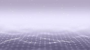 Futuristic flying over 3D plexus white waving terrain abstract technology background - moving dots and lines network connection structure in black space background photo