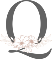 Alphabet with flower line art png