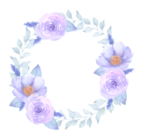 aquarelle de couronne de fleurs violettes png