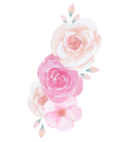 aquarela de buquê de flores rosa png