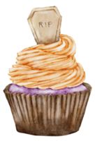 acuarela de pintura de mano de cupcake de halloween png