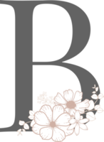 Alphabet with flower line art png