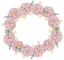 Flower wreath watercolor with gold frame png