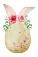 huevos de pascua con acuarela de conejo oreja png