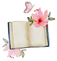 Book hand paint watercolor, Vintage element png