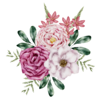 Pink flower bouquet watercolor png