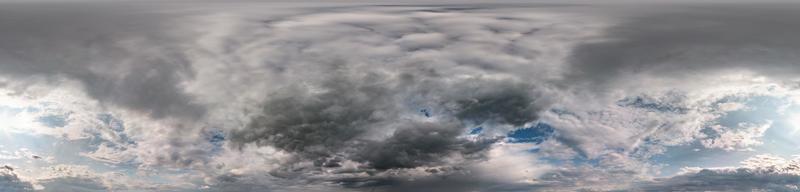 Seamless cloudy blue sky hdri panorama 360 degrees angle view with zenith and beautiful clouds for use in 3d graphics as sky dome or edit drone shot photo