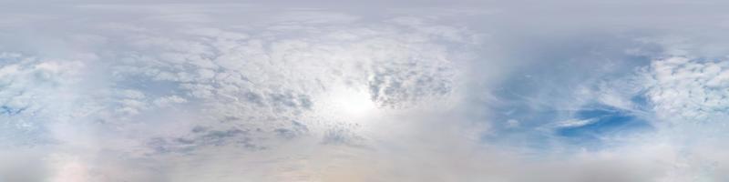 blue sky with morning fog. Seamless hdri panorama 360 degrees angle view with zenith for use in 3d graphics or game development as sky dome or edit drone shot photo