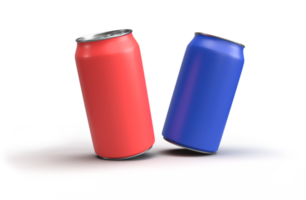 A 3d rendering of 2 cans on transaprent background png