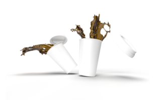imagem de renderização 3D de 2 canecas de café derramadas png